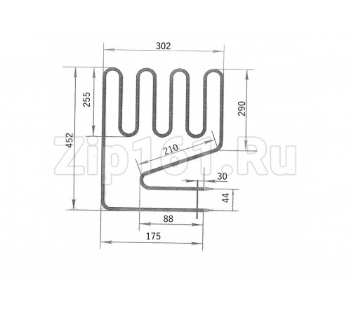 ТЭН для саун HARVIA ZSP-250 2500W 280 А 8/2,5 Т 220 контакты под углом