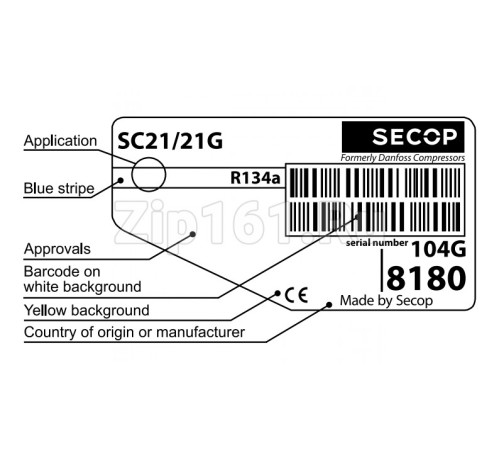 Компрессор Secop SC 21 G (R-134) (W при +7,2° 2106Вт) среднетемпературный