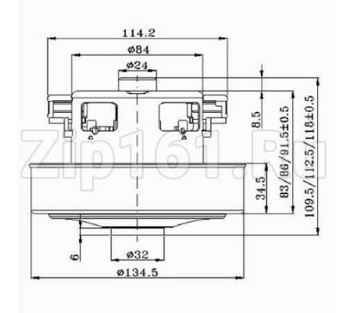 Мотор пылесоса VAC030UN/HD Samsung 1400W, H=112мм D=134,5мм h=35мм