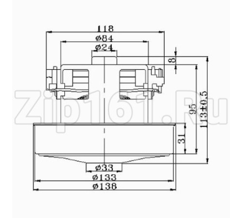 Мотор пылесоса HWX-PB LG 1400W, H=112мм D=137мм