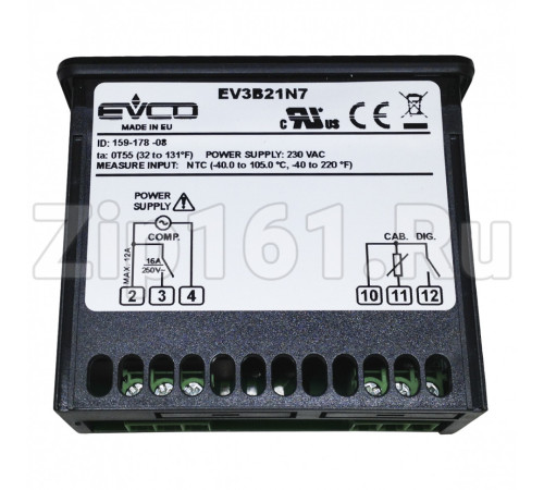 Программируемый контроллер EVCO EV3B21N7 230V 2Hp БЕЗ ДАТЧИКОВ, аналог ID961, 70х63х28мм