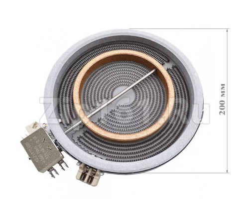 Электроконфорка HiLight 2х зонная D200/125mm 1700/700W Whirlpool 481281718742 C00377912