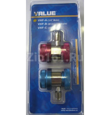 Быстросъёмные муфты Value QC (ВД+НД) с вентилем А/С 1/4" SAE 90° VHF-A