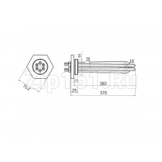 Тэн для электрического котла 2500W ТЭНБ-7,5 (ТЭН 80 В 10/2,5 P 220) фланец G2