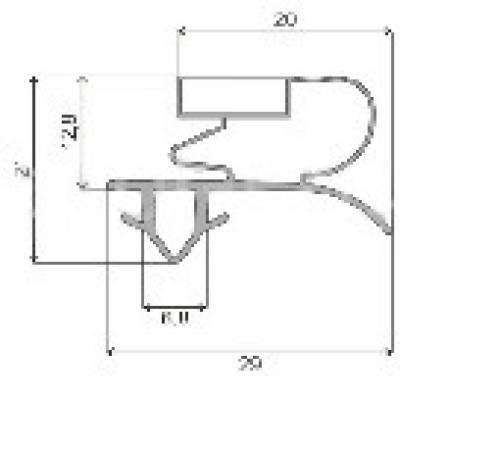 Уплотнитель 660х550 холодильника Whirlpool Вид профиля ЕК