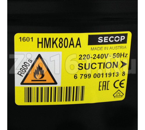 Компрессор HMK80AA (Вт при -23.3°) 136 Вт, R600 Австрия в индивидуальной упаковке Indesit C00378317 W17400393402