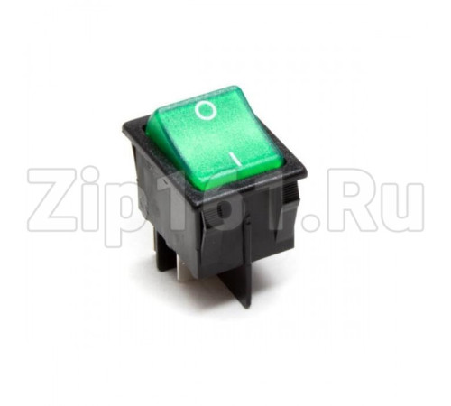 Кнопка универсальная биполярная зеленого цвета 20A, 4 контакта 250V