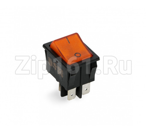 Кнопка универсальная биполярная желтого цвета 20A, 4 контакта 250V