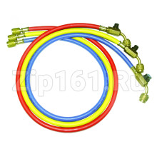 Набор шлангов c шаровыми кранами 3шт 150см, 800PSI (R22, R134, R404, R410) DSZH CT-360-RYB-HV