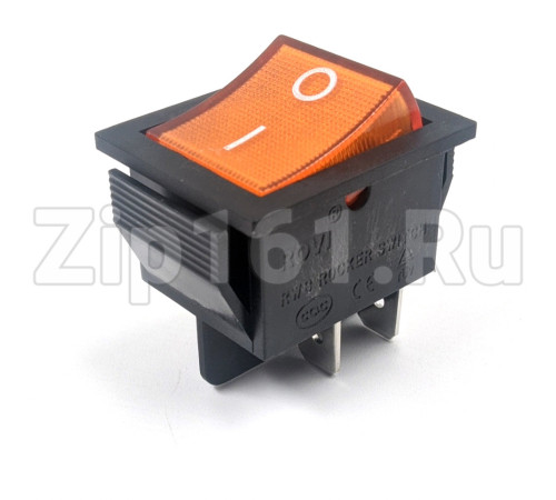 Кнопка биполярная желтого цвета 20A, 4 контакта 250V