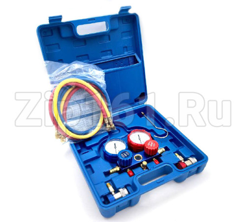 Коллектор M80336A-R410a (R22/R134a/R410a/R404a) в комплекте шланги 3 шт 90см и быстросъемы QC17