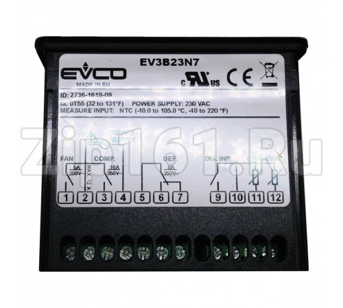 Программируемый контроллер EVCO EV3B23N7 230V 2Hp/8A/5A аналог ID974, 70х63х29мм