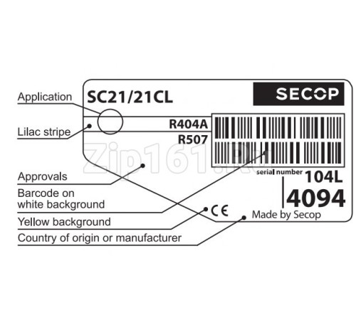 Компрессор Secop SC 21 CL (R-404) (W при -23.3° 906Вт) низкотемпературный