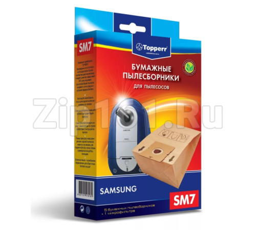Комплект мешков (5шт) для пылесосов Samsung + Фильтр Topperr SM 7