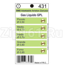 Набор жиклеров Ariston-Zanussi-Electrolux на балонный газ (D=0.50, D=0.70, D=0.70, D=0.80, D=0.85) Wo431